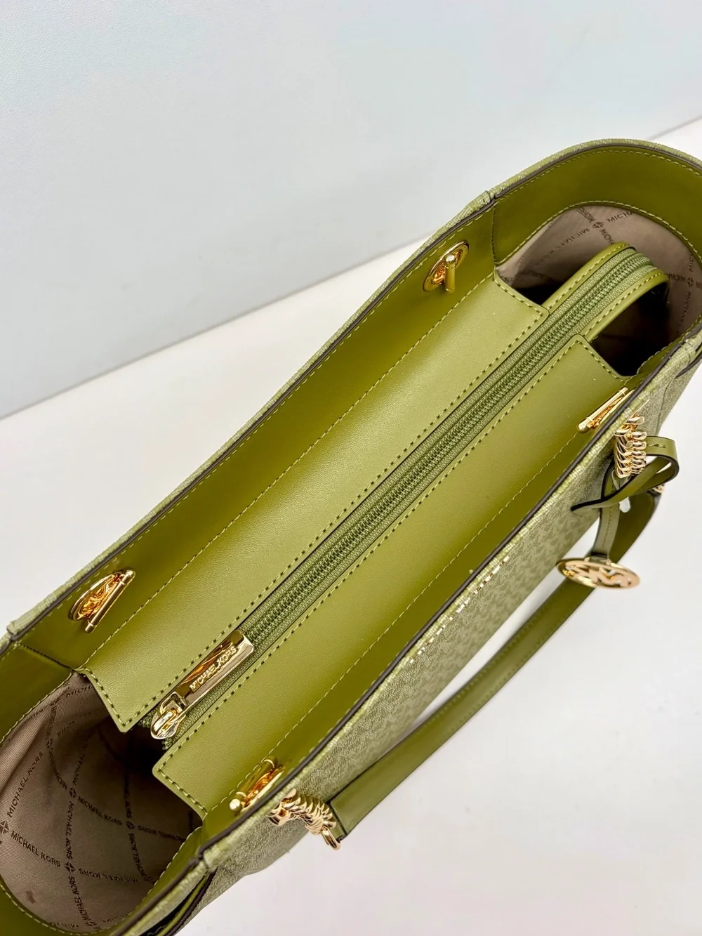 Michael Kors Olive Signature Tote with Wristlet